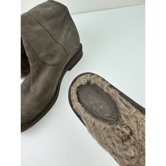 Le Jabot Suede Knee-High Boots Shearling Lined Convertible Fold Over Brown Sz 39 - Picture 11 of 11